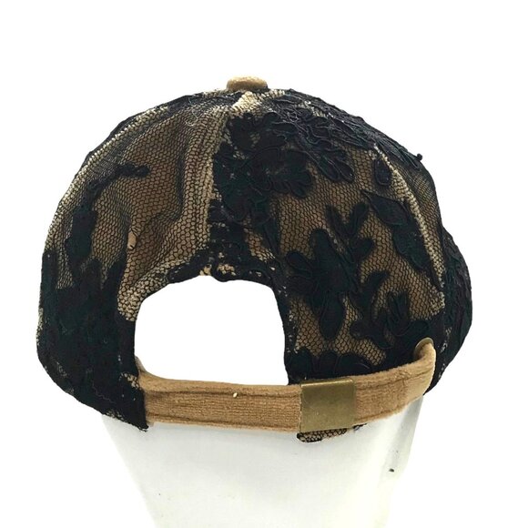 Hopeless Romantic Floral Black Lace Cap Mall Goth Adjustable Strap 5 Panel Hat - Picture 4 of 9